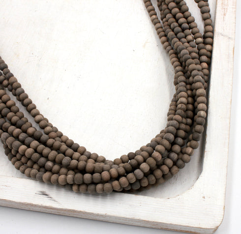 Unwaxed Graywood Beads, 4mm, Round